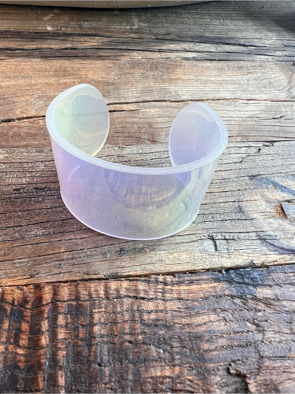 Iridescent Opal Wide Cuff Bracelet